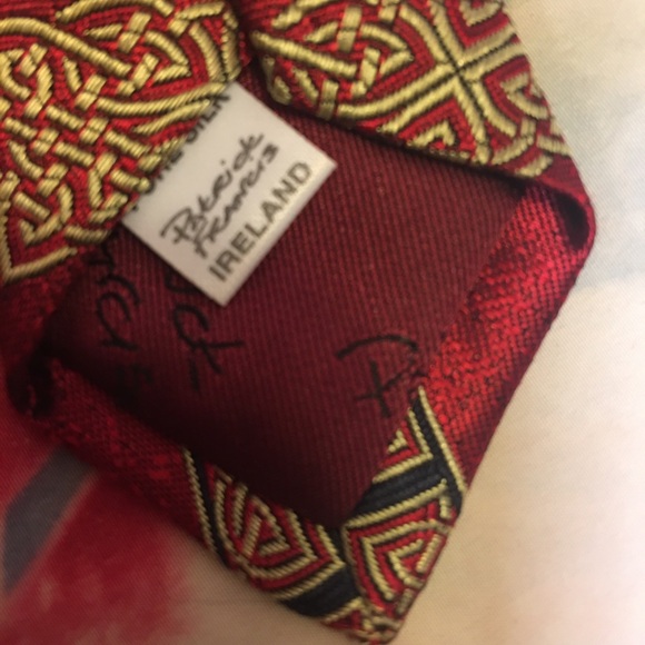 Patrick Francis pure silk Neck Tie Ireland OS Red and gold - Picture 8 of 8